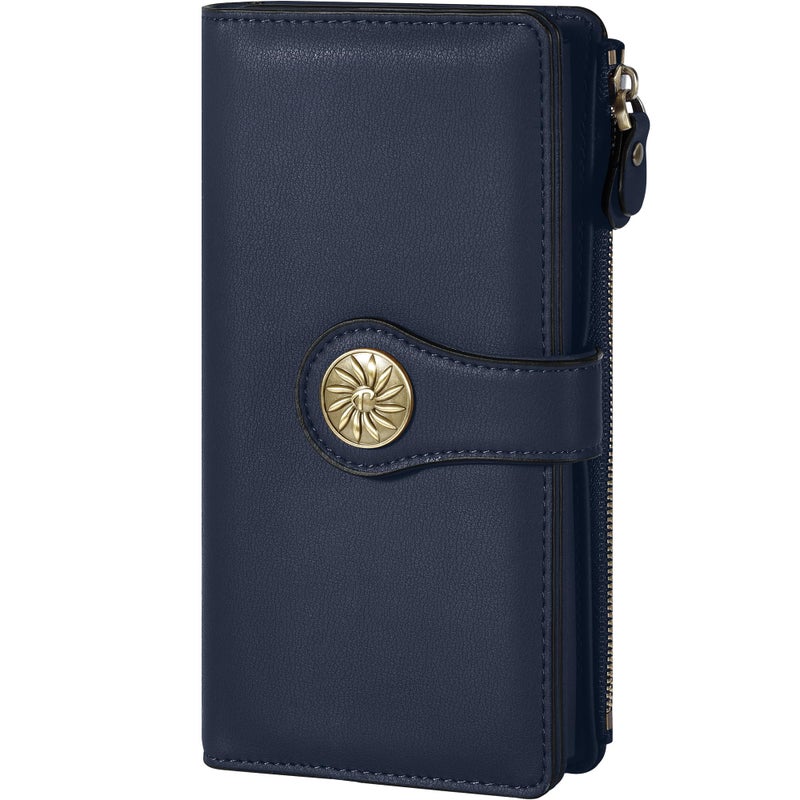 Travelambo Women's Wallet RFID Blocking Trifold Clutch Large Capacity Credit Card Holder Travel Purse - Image 1