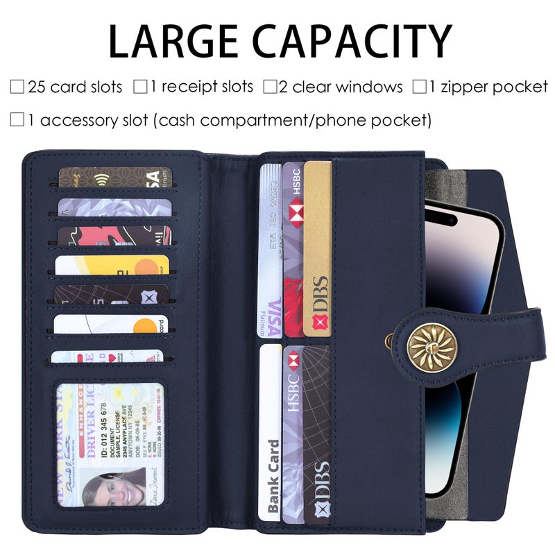 Travelambo Women's Wallet RFID Blocking Trifold Clutch Large Capacity Credit Card Holder Travel Purse - Image 2