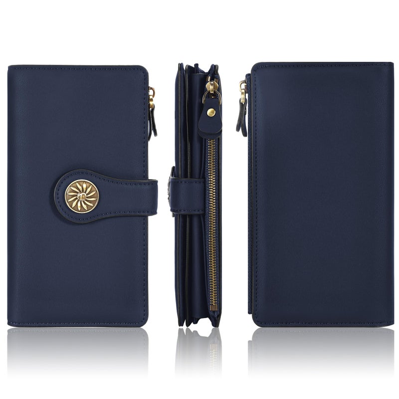 Travelambo Women's Wallet RFID Blocking Trifold Clutch Large Capacity Credit Card Holder Travel Purse - Image 5