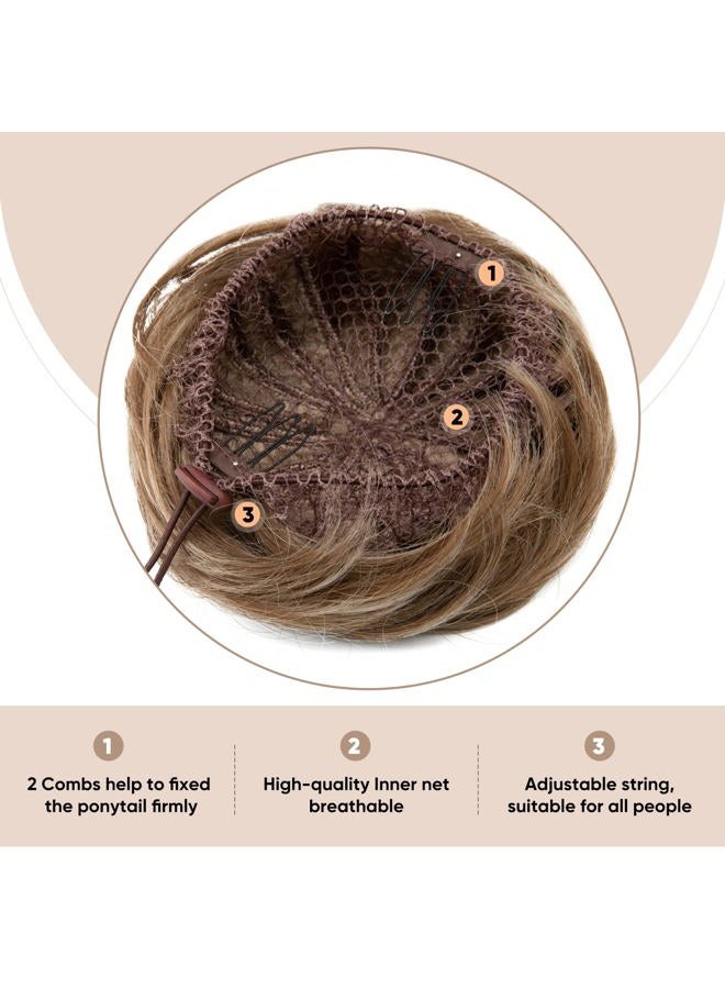 SARLA Synthetic Drawstring Hair Buns Extensions Light Auburn Fake Hair Bun Hair Piece for Women Girls Lady Donut Chignon - Image 4