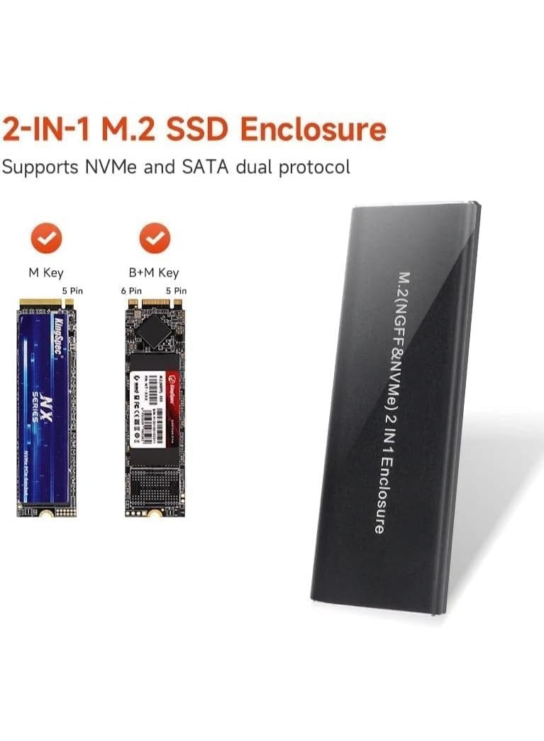 M.2 NVMe to USB-C Enclosure – Original High-Speed External SSD Adapter – 10Gbps Gen2 for PCIe M-Key Drives - Image 4