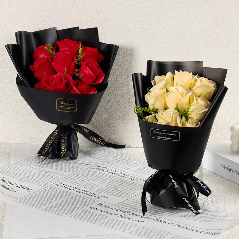 Ins Style Valentine'S Day Mother'S Day Gift 9 Roses Soap Flower Holiday Souvenir Simulated Rose Bouquet - Image 4