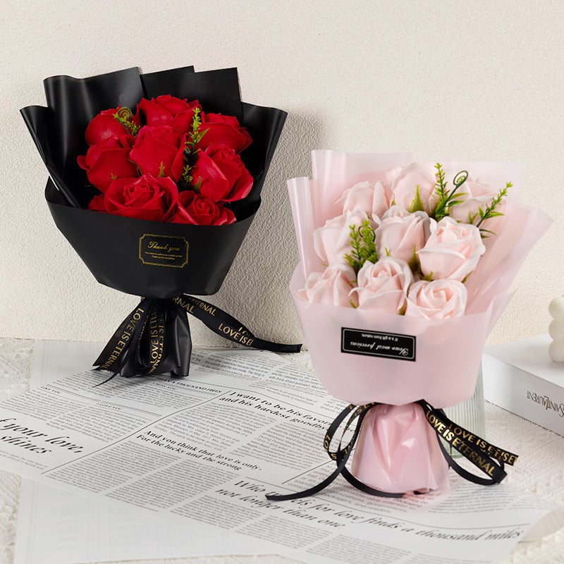 Ins Style Valentine'S Day Mother'S Day Gift 9 Roses Soap Flower Holiday Souvenir Simulated Rose Bouquet - Image 3