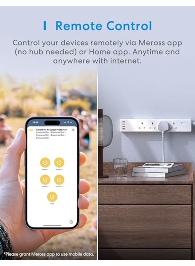 Meross Smart Power Strip - Apple HomeKit, Alexa, Google Home Compatible - 4 AC Outlets, 4 - Image 4