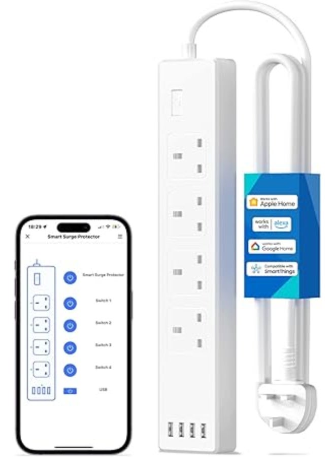 Meross Smart Power Strip - Apple HomeKit, Alexa, Google Home Compatible - 4 AC Outlets, 4 - Image 1