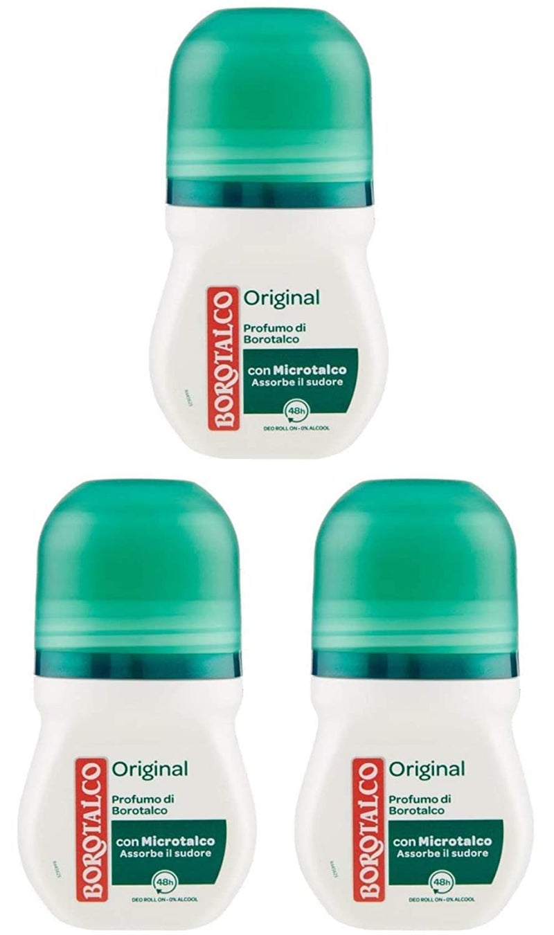 Neutro Roberts Borotalco: Deo Roll On"original microtalc" 50 ml (1.69 fl.oz), pack of 3 
