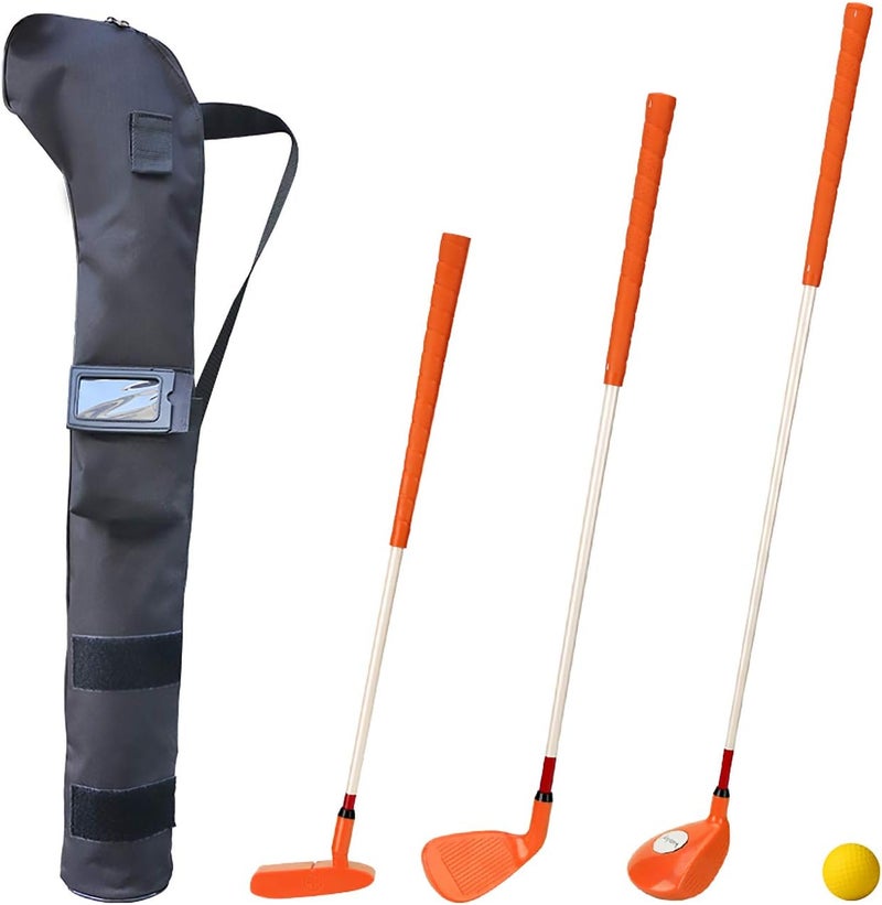 KONDAY Kids Golf Clubs Set Children Golf Set Yard Sports Tools Three Clubs with Carry Bag and Soft Balls - Image 1