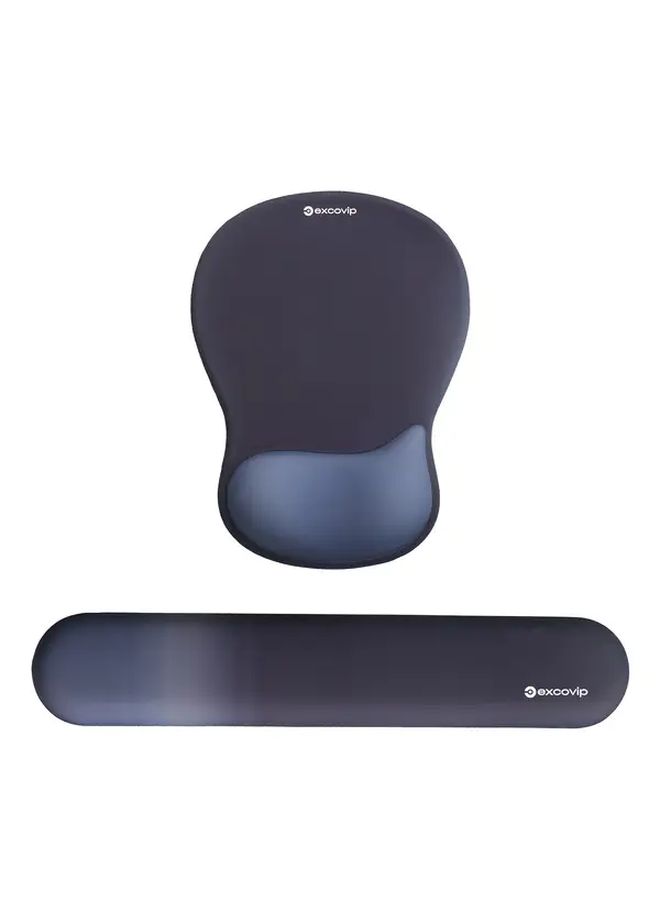 Ergonomic Wrist Mouse Pad And Keyboard Support Set Blue Black For Office Gaming Study - Image 1