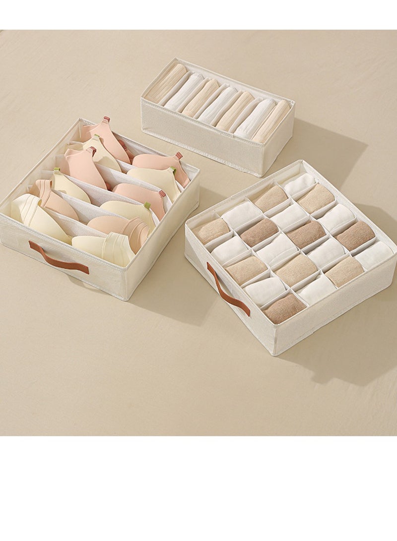 3 Pack Foldable Underwear and Bras Drawer Organizers With Handle Fabric Closet Dresser Drawers Organizers Dividers Clothing Storage Organizers Box for Lingerie Panties Socks Briefs Ties - Image 1