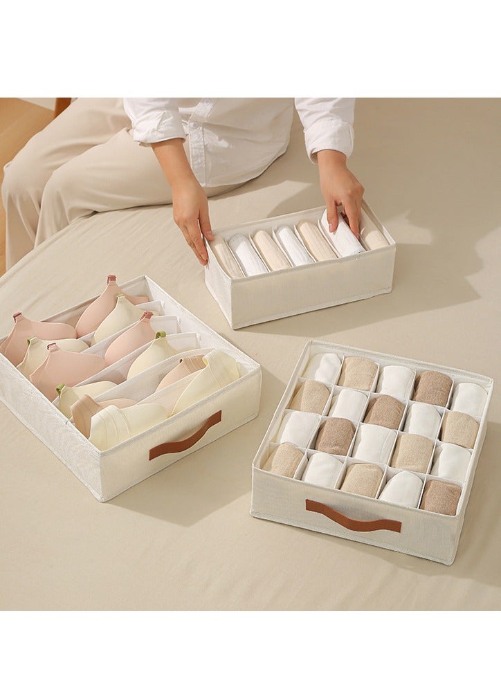 3 Pack Foldable Underwear and Bras Drawer Organizers With Handle Fabric Closet Dresser Drawers Organizers Dividers Clothing Storage Organizers Box for Lingerie Panties Socks Briefs Ties - Image 2