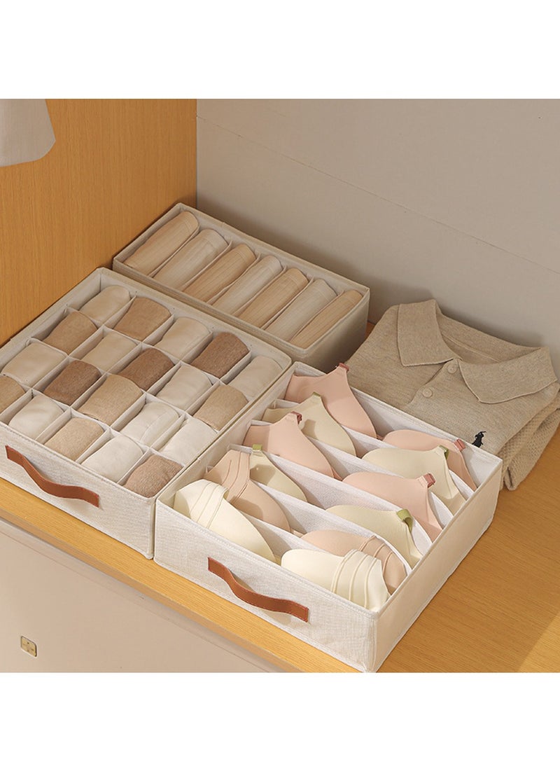 3 Pack Foldable Underwear and Bras Drawer Organizers With Handle Fabric Closet Dresser Drawers Organizers Dividers Clothing Storage Organizers Box for Lingerie Panties Socks Briefs Ties - Image 3