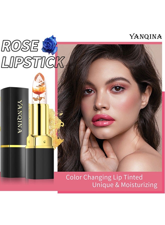 YANQINA Jelly Flower Change Lipstick - Color Changing Lipstick, Transparent Moisturizing Dried Flower Color Changing Lipstick, Crystal Flower Jelly Lipstick, Magic Temperature Color Change Lipstick Lip Gloss  #03 - Image 2