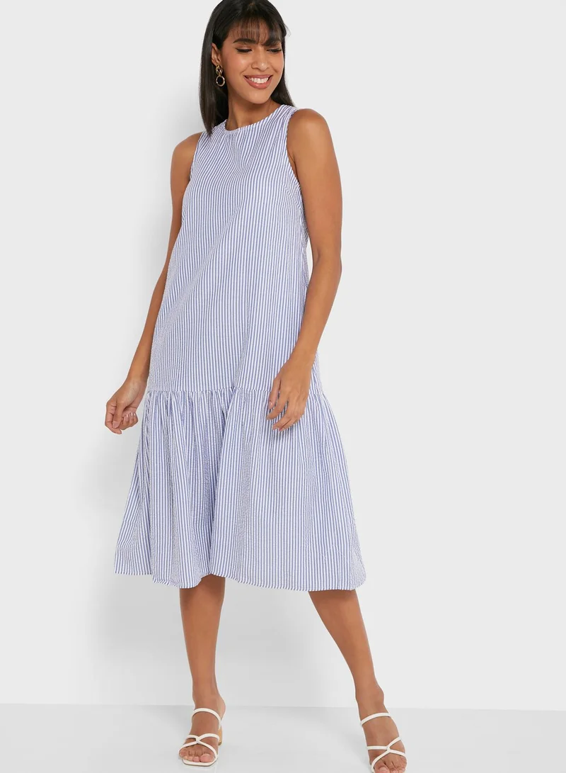 VERO MODA Pleated Striped Dress
