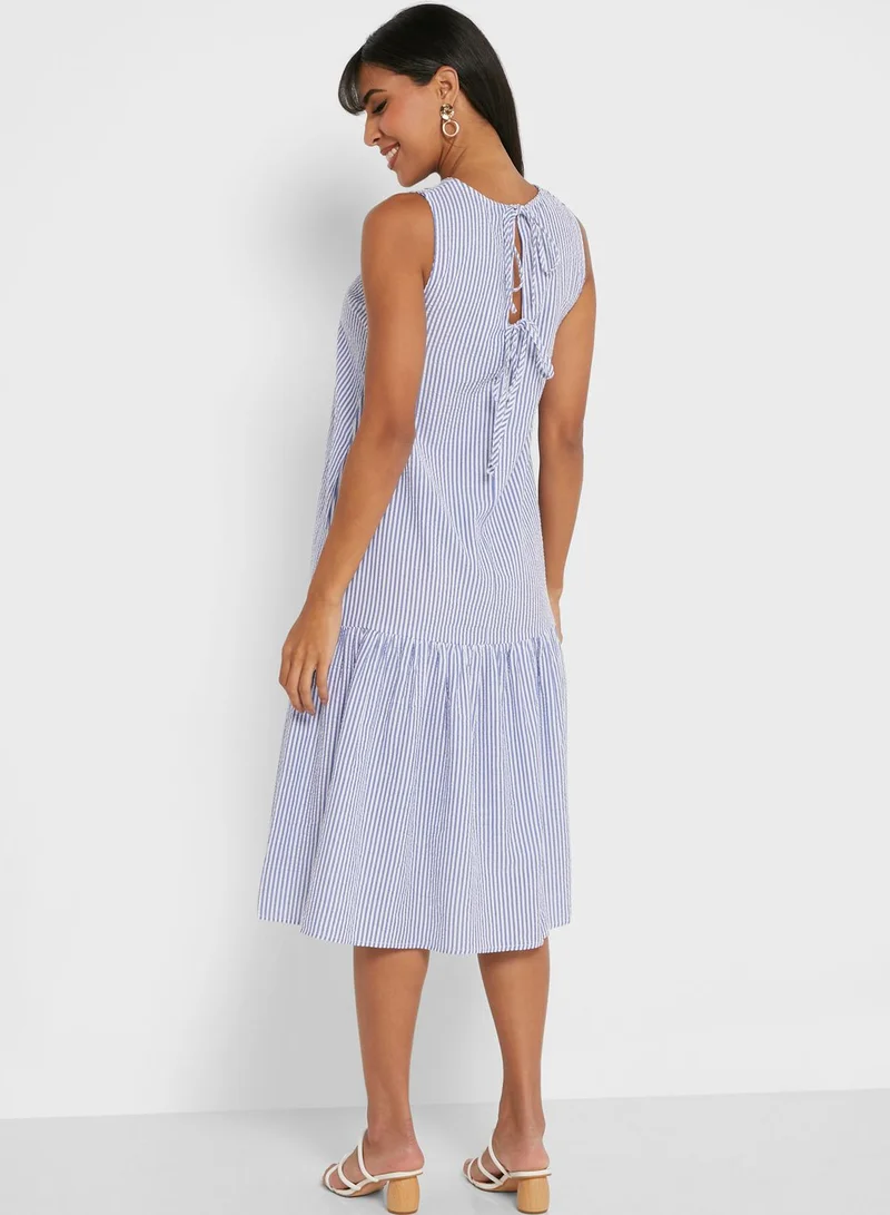 VERO MODA Pleated Striped Dress