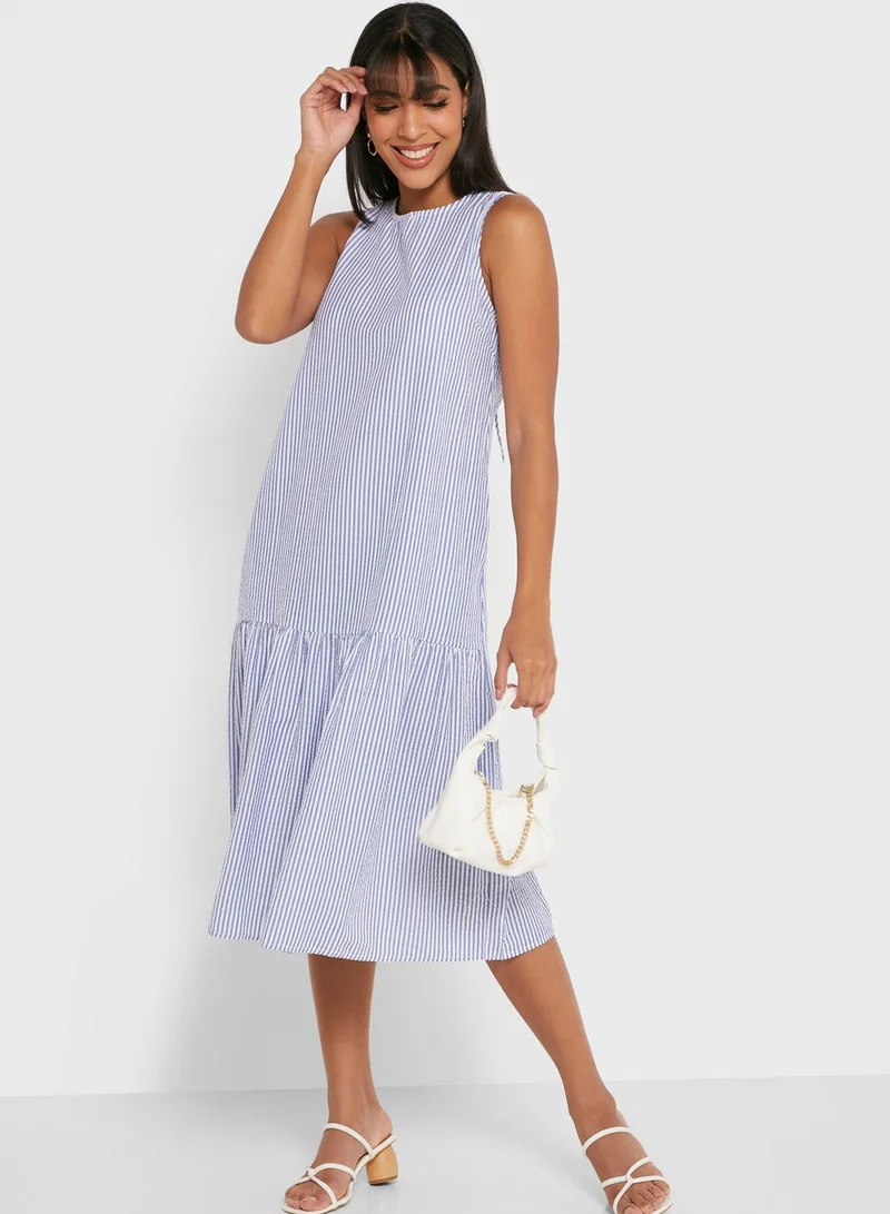 VERO MODA Pleated Striped Dress