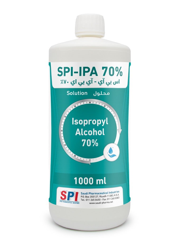 SPI Pure Isopropyl Alcohol 70% Disinfectant and Sanitizer Solution for First Aid Maximum Hand Protection for Daily Protection Types 1000ml - Image 1