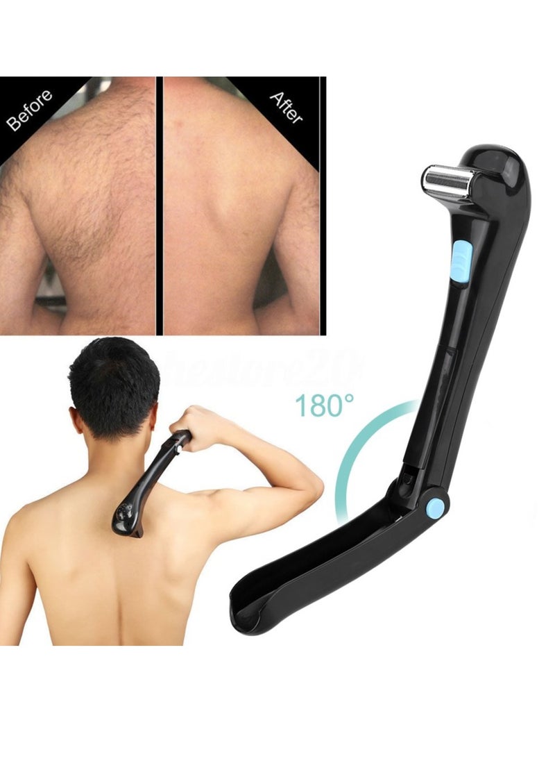 Generic - Cordless Electric Back Hair Shaver for Men, Foldable Body Groomer with Adjustable Ergonomic Curved Handle, Ideal for Easy Back Hair Removal and Trimming. - Image 1