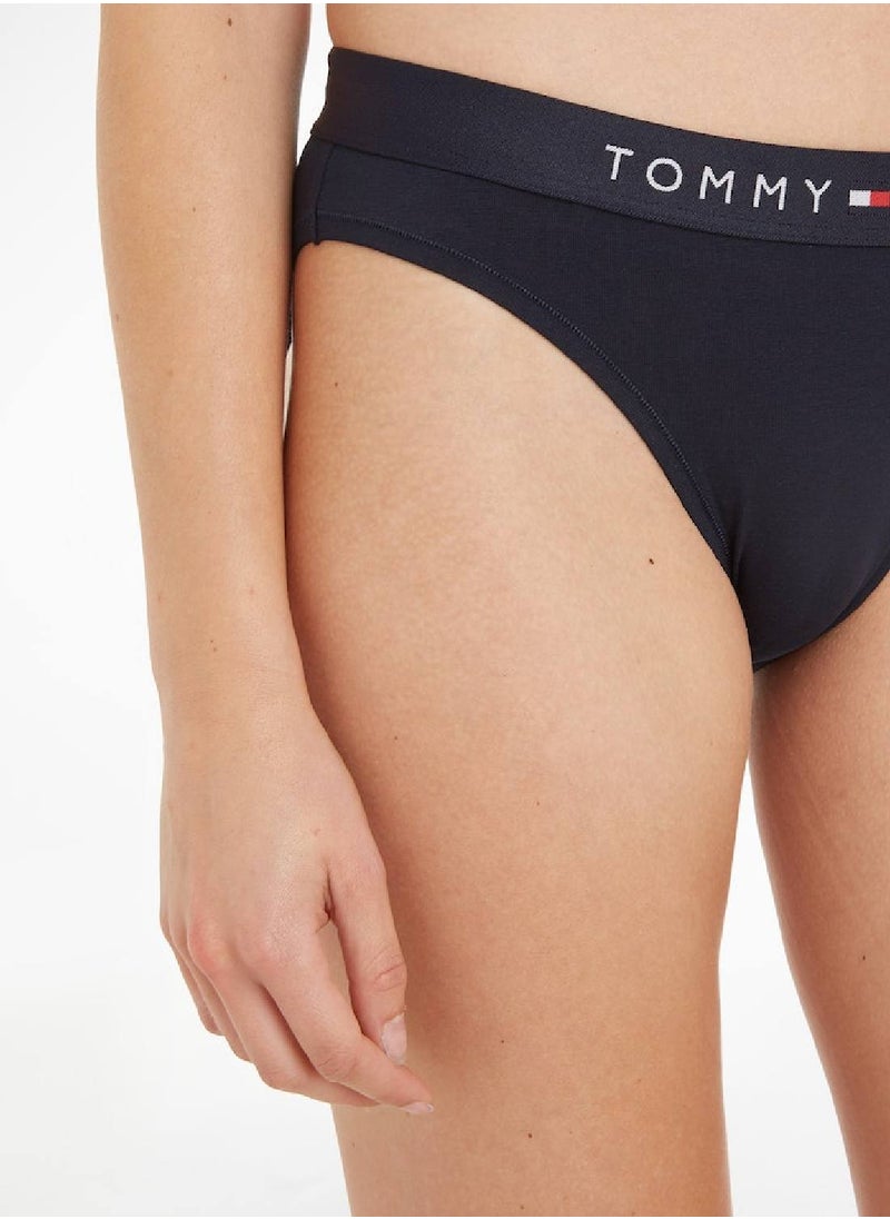 TOMMY HILFIGER Women's Original Logo Waistband Briefs Underwear Bottoms, Navy  - Image 4