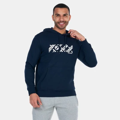 Timberland Men's Linear Logo Print T-Hoodie