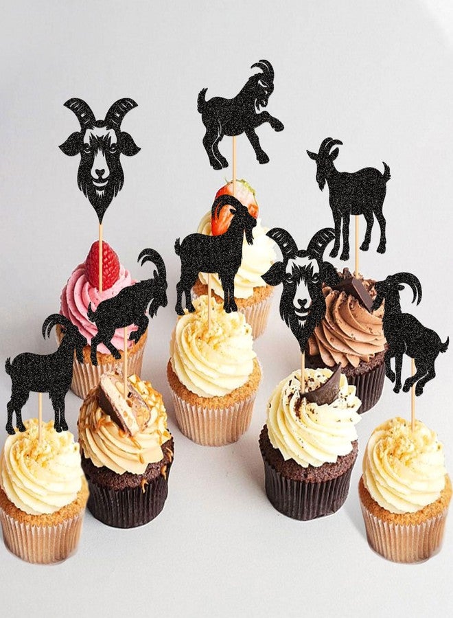 Ercadio 24Pcs Goat Cupcake Toppers Black Glitter Sheep Cupcake Picks Animal Goat Cake Decorations for Baby Shower Kids Birthday Animal Theme Party Decorations Supplies - Image 4