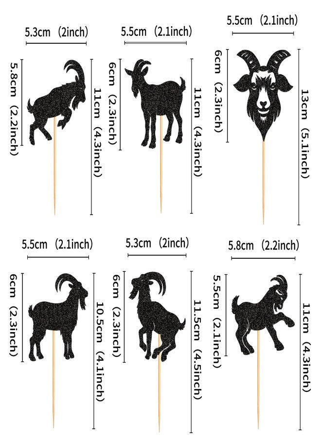 Ercadio 24Pcs Goat Cupcake Toppers Black Glitter Sheep Cupcake Picks Animal Goat Cake Decorations for Baby Shower Kids Birthday Animal Theme Party Decorations Supplies - Image 2
