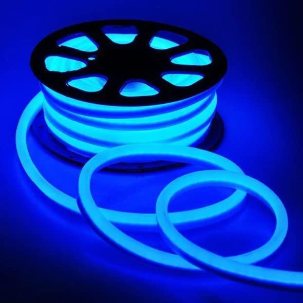 Gesto 16.4Feet Long with 12V Adaptor LED Strip Neon Rope Lights,Flat Silicone Neon Rope Light Flexible Cuttable String, IP65 Waterproof LED Strips for Indoor Outdoor Decoration (Blue) - Image 2