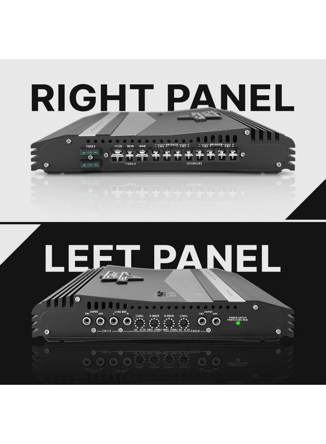 Lanzar VCT4110 4-Channel High Power MOSFET Amplifier - Slim 2000 Watt Bridgeable Mono Stereo 4 Channel Car Audio Amplifier w/Crossover Frequency,Black, White - Image 3