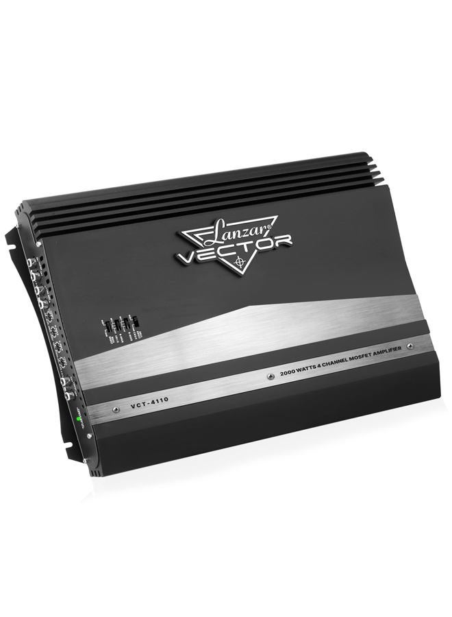 Lanzar VCT4110 4-Channel High Power MOSFET Amplifier - Slim 2000 Watt Bridgeable Mono Stereo 4 Channel Car Audio Amplifier w/Crossover Frequency,Black, White - Image 1