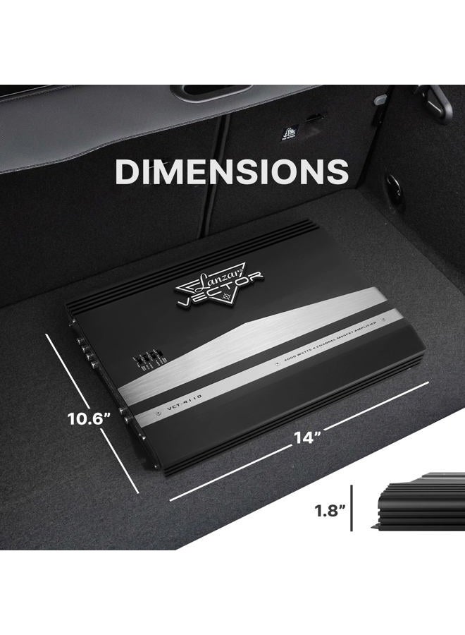 Lanzar VCT4110 4-Channel High Power MOSFET Amplifier - Slim 2000 Watt Bridgeable Mono Stereo 4 Channel Car Audio Amplifier w/Crossover Frequency,Black, White - Image 5