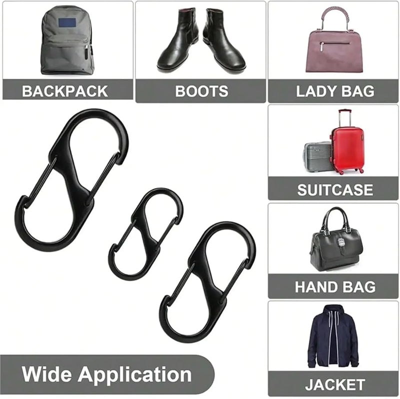 مشابك سحابات كبيرة سوداء مضادة للسرقة 100 قطعة، قفل مزدوج الربيع على شكل خطاف S للحقائب والمحافظ - Image 3
