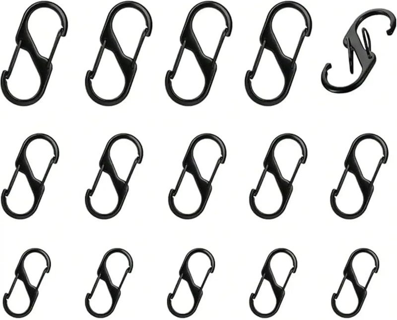 مشابك سحابات كبيرة سوداء مضادة للسرقة 100 قطعة، قفل مزدوج الربيع على شكل خطاف S للحقائب والمحافظ - Image 1