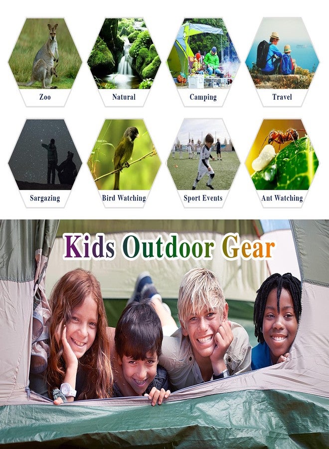 Extrapins Kids' Compact Green Binoculars - Outdoor Exploration Kit, Age 3-12, Shockproof, Perfect for Bird Watching, Hiking, Camping, Travel & Learning - Image 5