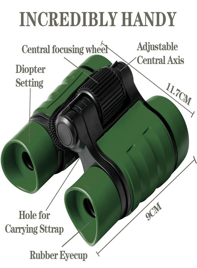Extrapins Kids' Compact Green Binoculars - Outdoor Exploration Kit, Age 3-12, Shockproof, Perfect for Bird Watching, Hiking, Camping, Travel & Learning - Image 2