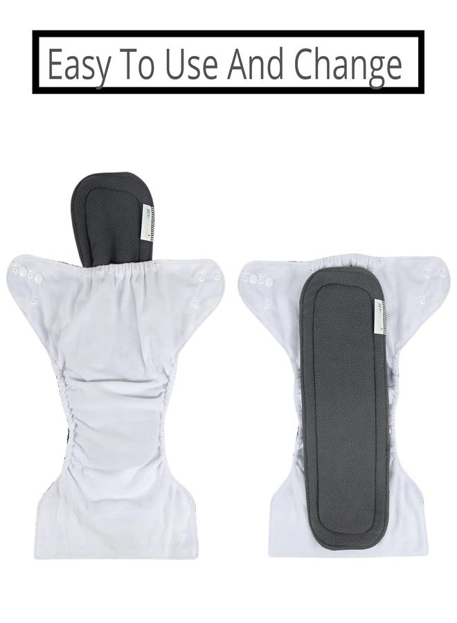 AEREX Premium Reusable Baby Printed 2 Cloth Diapers For 0 to 3 Years With 2 Black Insert Pad | Leak Proof Washable Diapers For New Born Babies | Adjustable Pocket Cloth Diaper Nappies (Yellow & White) - Image 2