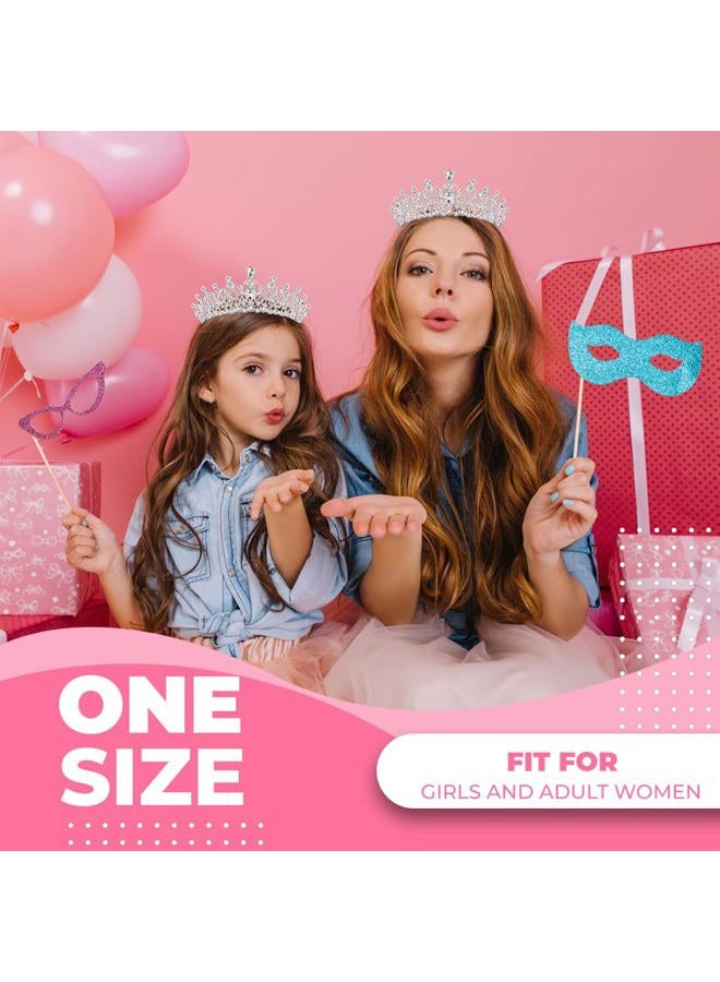 Papoopy Birthday Tiara and Crown with Sash for Women, Hair Accessories for Wedding Party Costume (B - Silver) - Image 3