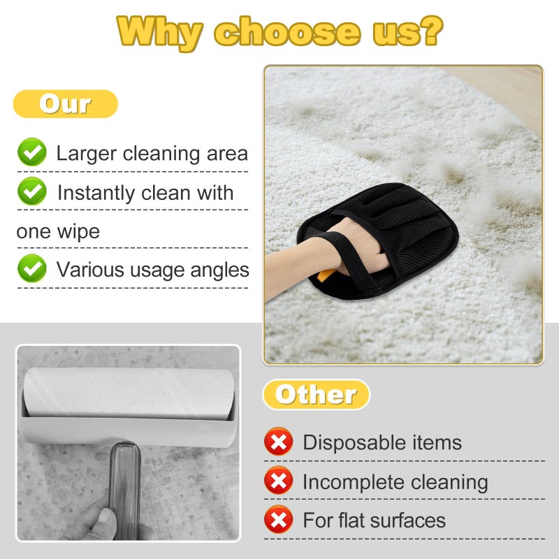 Deisunpet 2 PCS 2025 Upgraded Five-Finger Pet Hair Remover Electrostatic Gloves, Pet Hair Removal Glove for Dog Cat Grooming, Durable Dogs Cats Hair Removal Tool for Furniture Car Couch Carpet Clothes - Image 3