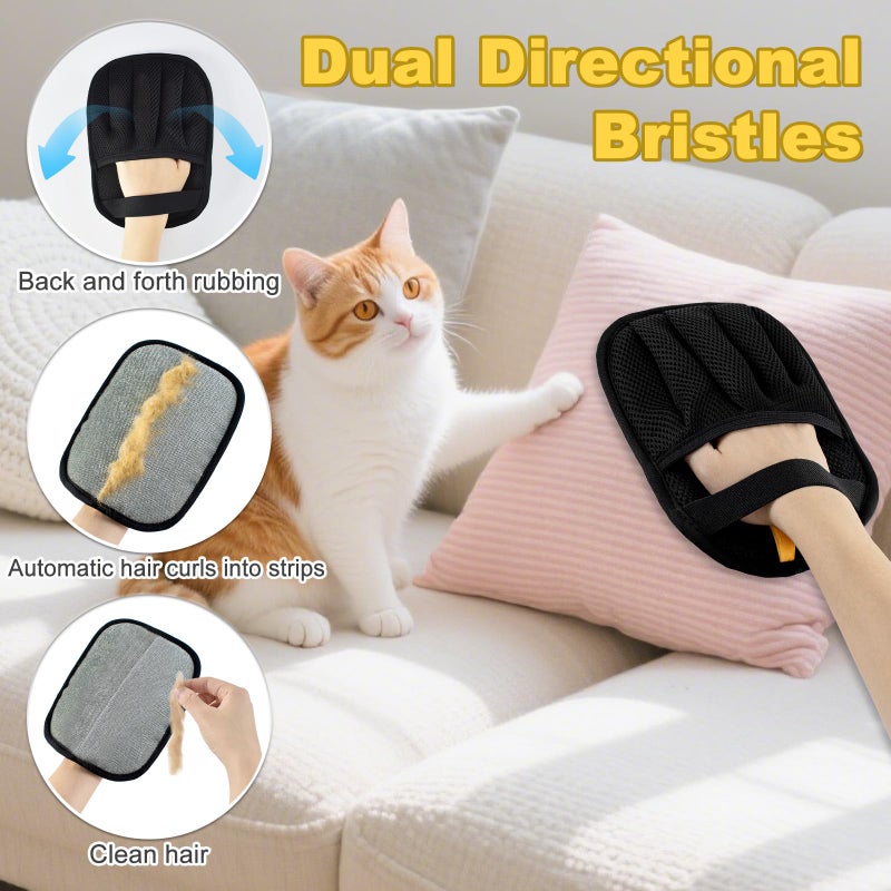 Deisunpet 2 PCS 2025 Upgraded Five-Finger Pet Hair Remover Electrostatic Gloves, Pet Hair Removal Glove for Dog Cat Grooming, Durable Dogs Cats Hair Removal Tool for Furniture Car Couch Carpet Clothes - Image 4