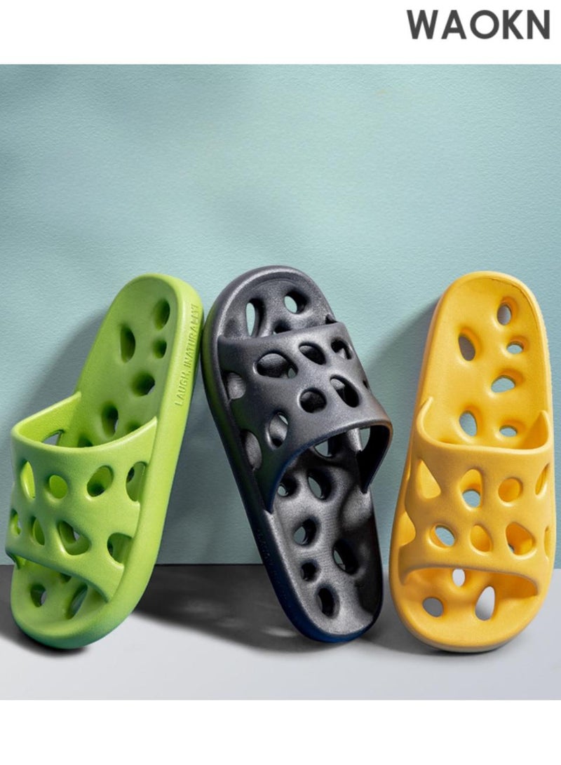 دبليو أيه أو كي أن شباشب للرجال والنساء، شباشب استحمام سريعة الجفاف مزودة بفتحات تصريف، شباشب ناعمة ومريحة، شباشب مسطحة للجنسين، شباشب حمام مانعة للانزلاق، شباشب حمام للاستخدام الداخلي والخارجي بجانب المسبح، صنادل منزلقة خفيفة الوزن للاستخدام في السكن الجامعي - Image 2