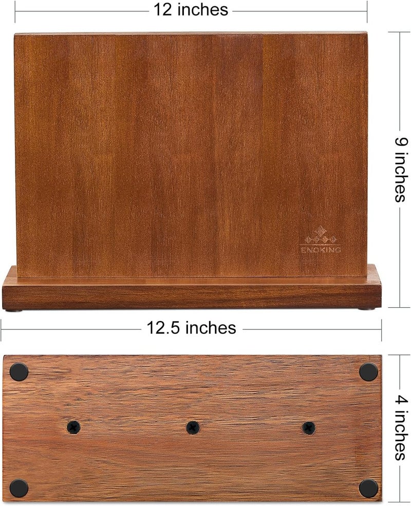 ENOKING حامل سكاكين مغناطيسي، حامل سكاكين عالمي مع مغناطيسات قوية معززة لتخزين السكاكين بشكل آمن ومتعدد الوظائف، حامل سكاكين من خشب الأكاسيا بطول 12.5 إنش للمطبخ المنزلي - Image 5