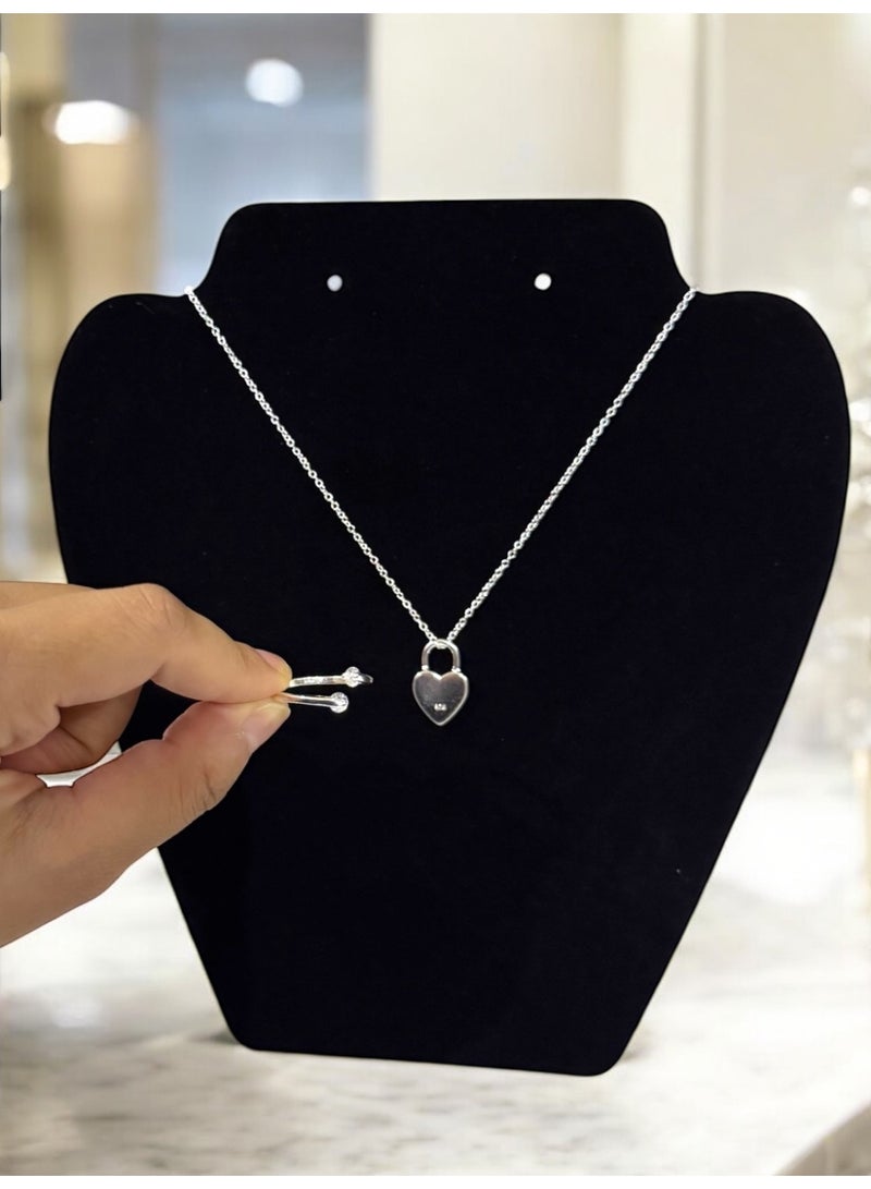 Elegance Luxury & Elegant 925 Silver Plated Necklace & One Size Ring Jewellery Set For Women - Image 5