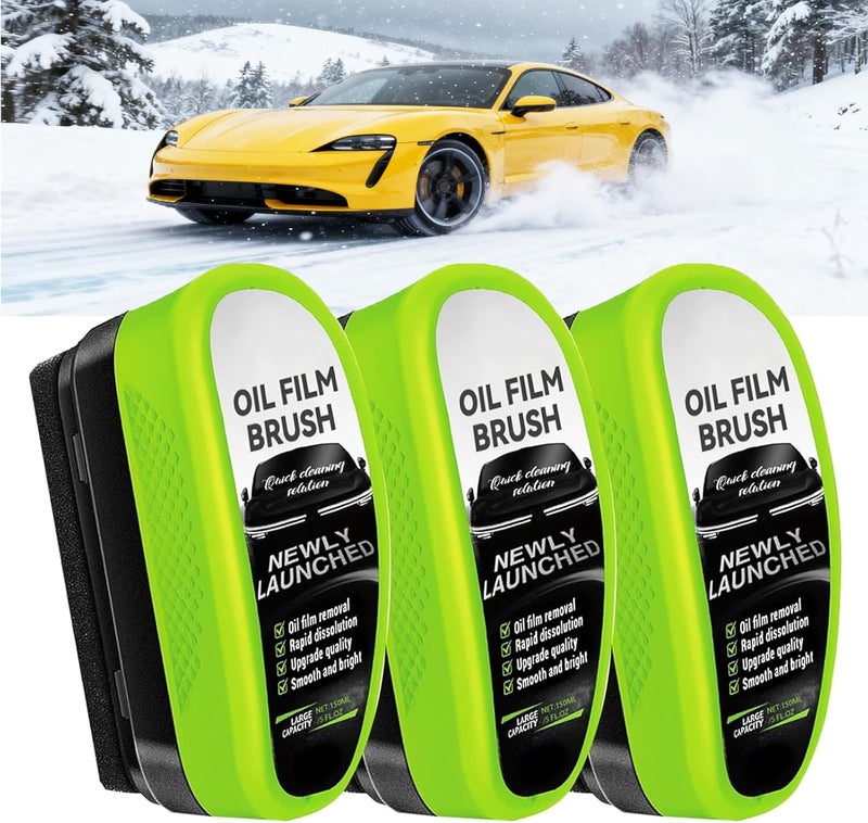 DRVUXBIL 3 Pack Automotive Oil Film Cleaning Brush, Car Windshield Cleaner, Clear Vision Glass Cleaner for Car Windows, Clear Vision Windshield Cleaner Tool Improving Windshield Clarity & Visibility - Image 1