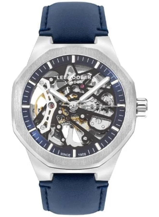 Lee Cooper Lee Cooper Men's G3265 Movement Watch, Automatic Display and Leather Strap - LC07904.399, Blue