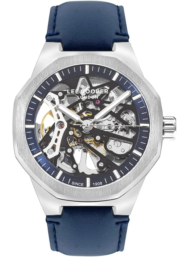 Lee Cooper Lee Cooper Men's G3265 Movement Watch, Automatic Display and Leather Strap - LC07904.399, Blue