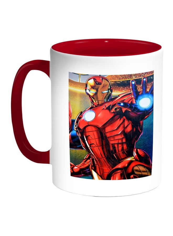 RYN Iron Man Printed Coffee Mug Red/White/Blue 11ounce
