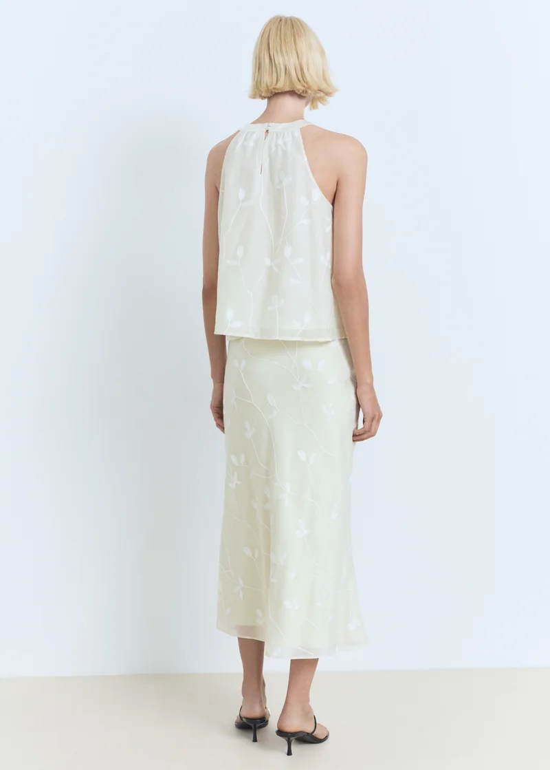 MANGO Flowers midi skirt