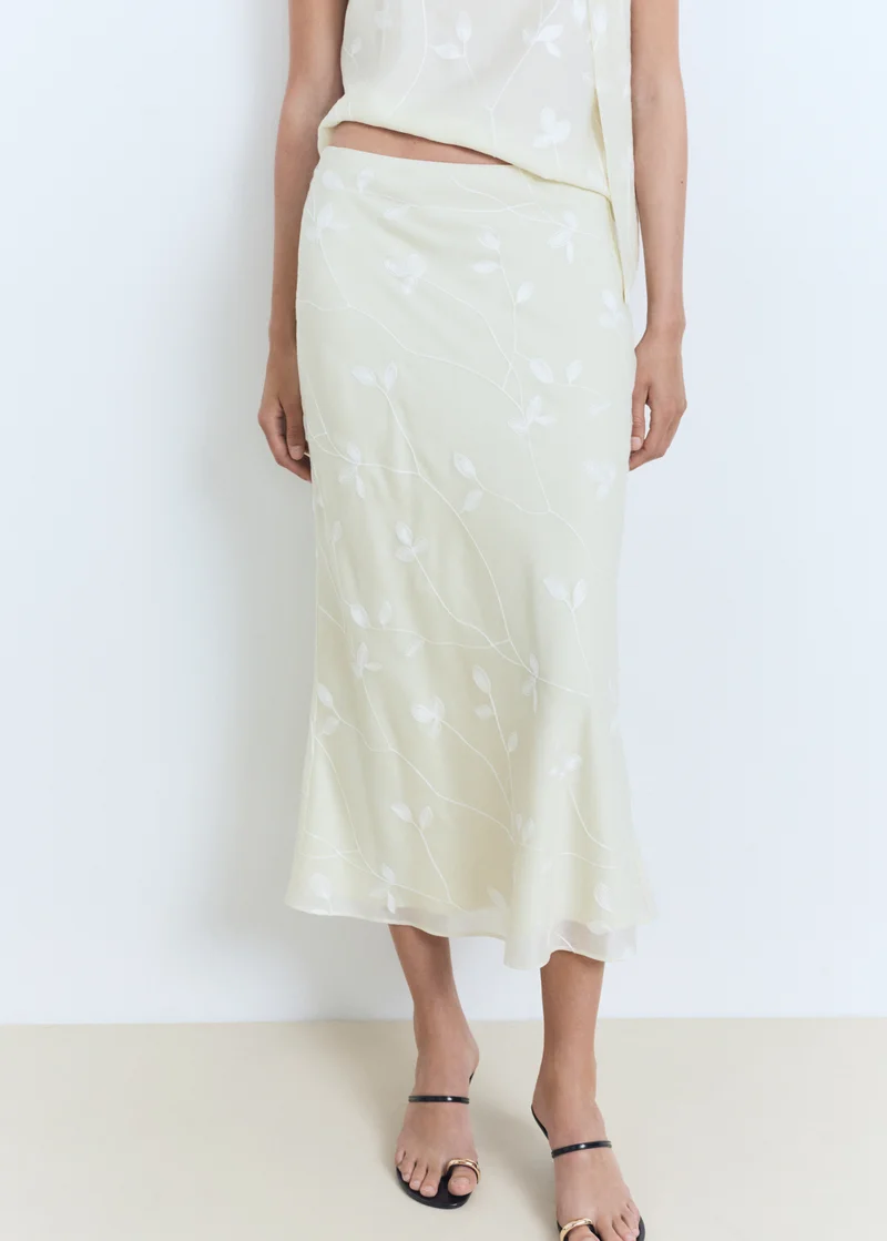 MANGO Flowers midi skirt