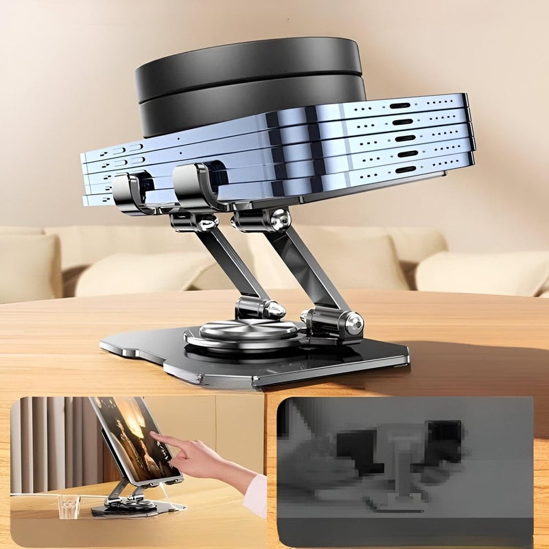 Adjustable Holder - Multi‑Angle 360° Rotating Foldable Device Stand with Carbon Steel Core, Compact and Stable for Desk, Bedside, or Travel Use Across Smartphones and Small Tablets - Image 3
