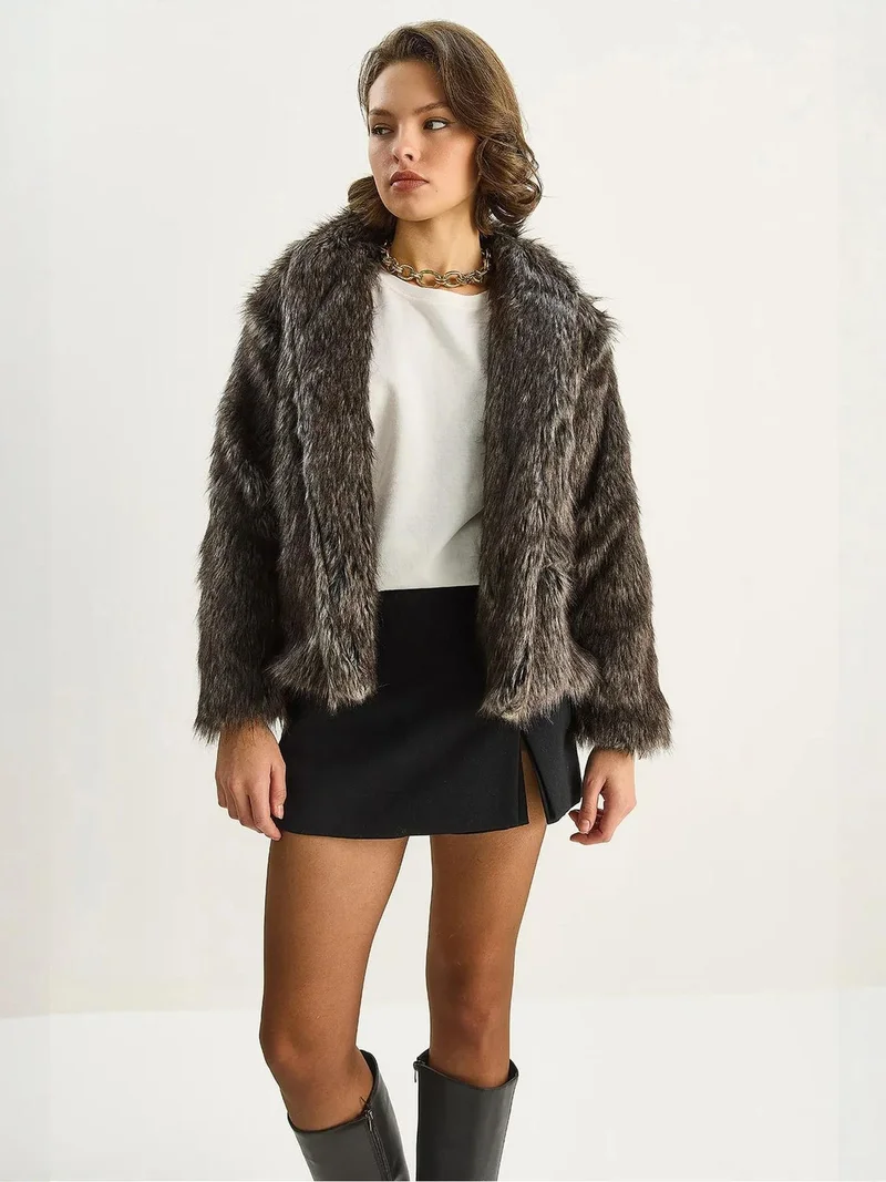 Bianco Lucci LUCCI Faux-Fur Coat