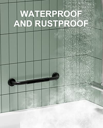 Munzong 16 Inch Black Shower Grab Bar w/Anti Slip Rubber Grip, Munzong 2 Pack Stainless Steel Bathroom Grab Bar, Bathroom Balance Bar,Safety Handrail Support,Handicap Injury Elderly Senior Assist Bath Handle - Image 5