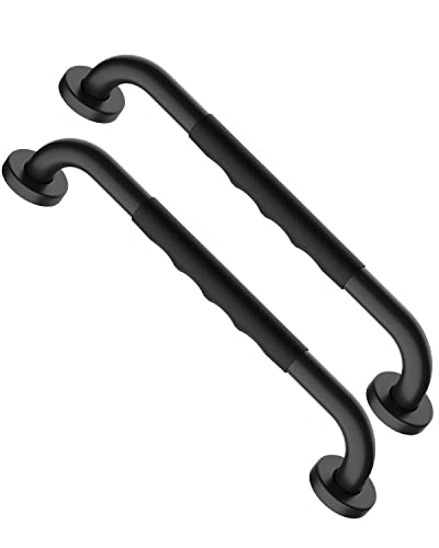 Munzong 16 Inch Black Shower Grab Bar w/Anti Slip Rubber Grip, Munzong 2 Pack Stainless Steel Bathroom Grab Bar, Bathroom Balance Bar,Safety Handrail Support,Handicap Injury Elderly Senior Assist Bath Handle - Image 1
